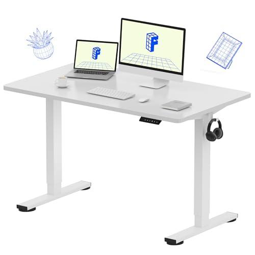 FLEXISPOT EN1 One-Piece Standing Desk, 48"x24" Seamless Desktop Electric Height Adjustable Desk for Home Office, Multi-Monitor Setups & Easy Assembly, White - FLEXISPOT