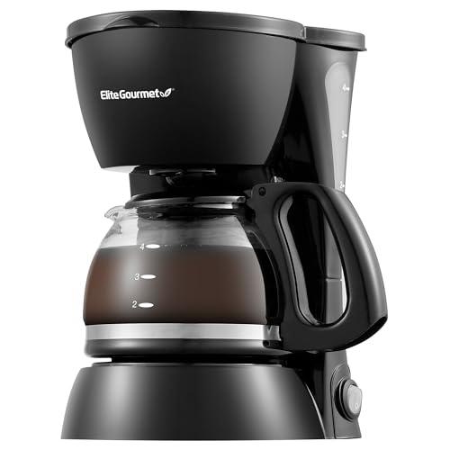 Elite Gourmet EHC4128 Automatic 4-Cup Brew & Drip Coffee Maker with Pause N Serve, Glass Carafe, Reusable Filter, On/Off Switch, Keep Warm, Water Level Indicator, Black - Elite Gourmet