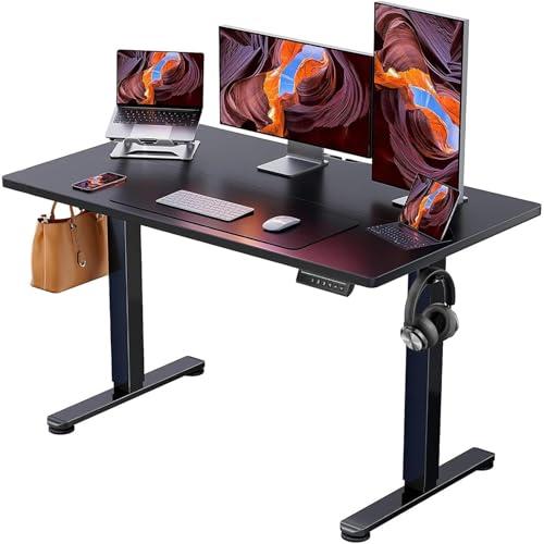 ErGear Height Adjustable Electric Standing Desk, 47.2 x 23.6 Inches Sit Stand up Desk, Memory Computer Home Office Desk with Two-Piece Desktop (Black) - ErGear