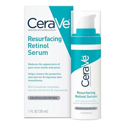 CeraVe Resurfacing Retinol Serum For Post Acne Marks, Formulated With Licorice Root Extract & Niacinamide, Brightening Serum & Pore Minimizer For Face, Post Acne Skin Barrier Repair, Non-Comedogenic - CeraVe