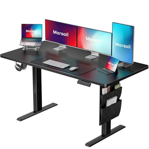 Marsail 48x24 Electric Standing Desk - Adjustable Height Computer Desk with Memory Presets, Storage Bag & Cable Management for Home Office & Gaming Workstations - Marsail