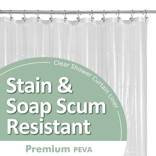 Barossa Design Plastic Shower Liner Clear - Premium PEVA Shower Curtain Liner with Rustproof Grommets and 3 Magnets, Waterproof Cute Lightweight Standard Size Bathroom Curtains - Clear - Barossa Design