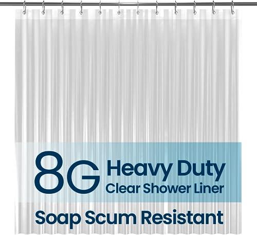 LiBa Bathroom Shower Curtain Waterproof Plastic Shower Curtain Premium PEVA Non-Toxic with Rust Proof Grommets Clear 8G Bathroom Accessories 72x72 - LiBa