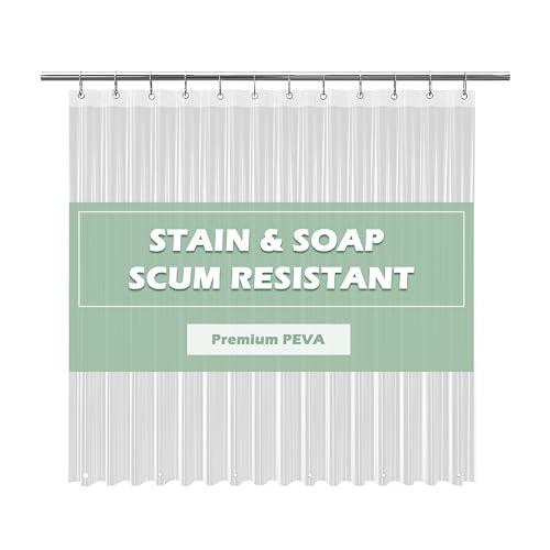 EHZNZIE Clear Shower Curtain Liner Light Weight PEVA, Shower Liner 72x72 Inches, Waterproof, No Chemical Smell with 12 Rust Proof Metal Grommets Holes for Bathroom Shower Curtain - EHZNZIE