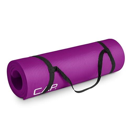 CAP Barbell Yoga Mat 1/2" Thick with Carrying Strap - High Density Exercise Mat for Yoga, Pilates, Stretching, Floor & Fitness Workouts - 68''x24''x1/2" | Wine - CAP Barbell
