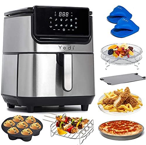 Yedi Evolution Air Fryer, 6.8 Quart, Stainless-Steel Finish, Ceramic Cooking Basket, with Deluxe Accessory Kit and Recipe Book - YEDI HOUSEWARE