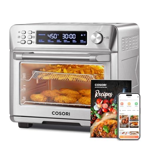 COSORI Smart 12-in-1 Air Fryer Toaster Oven Combo, Airfryer Convection Oven Countertop, Bake, Roast, Reheat, Broiler, Dehydrate, 75 Recipes & 3 Accessories, 26QT, Silver-Stainless Steel - COSORI
