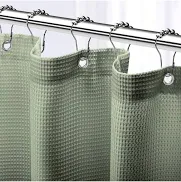 Dynamene Sage Green Shower Curtain - Waffle Textured Heavy Duty Thick Fabric (72x72) - Dynamene
